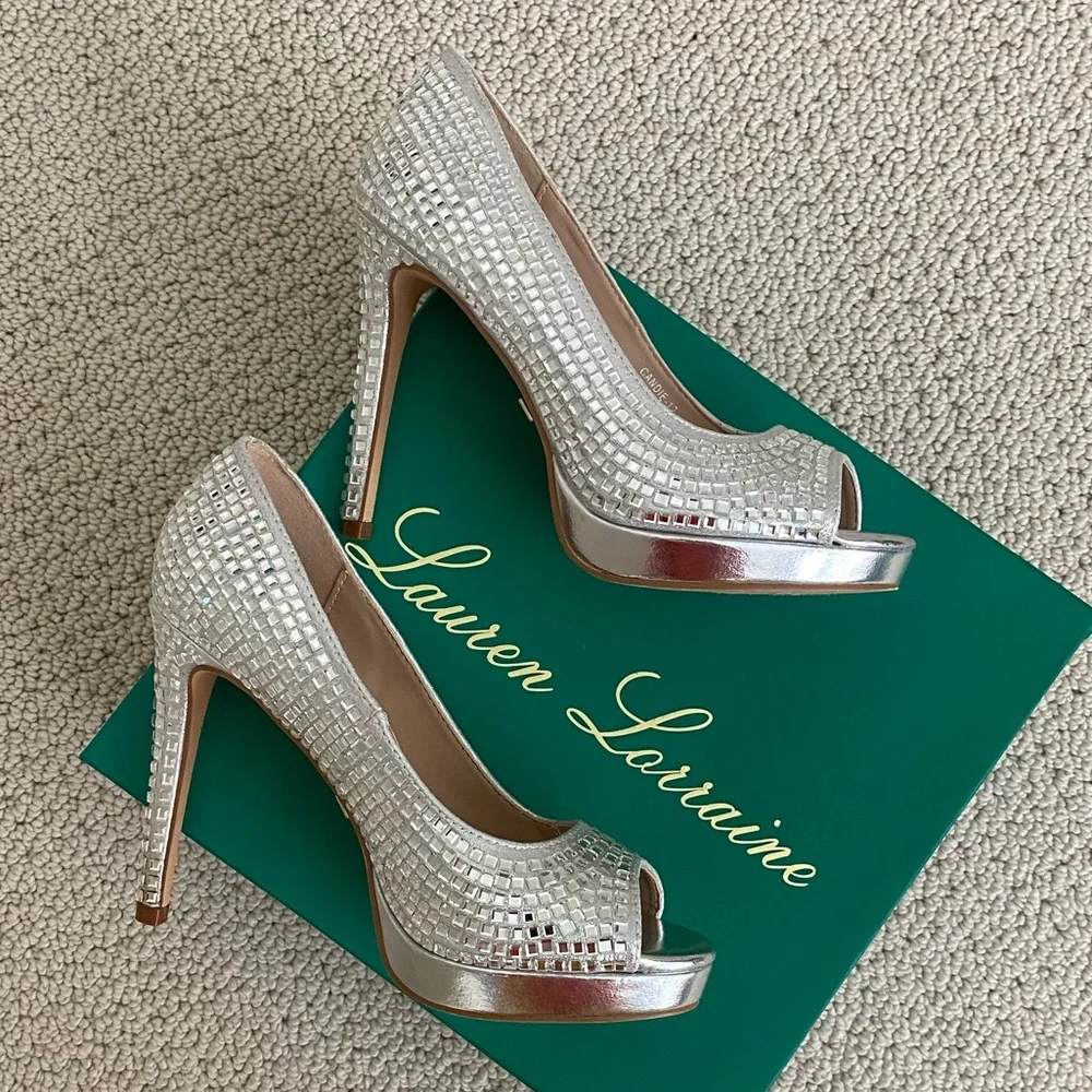 Lauren Lorraine Crystal Platform Heels